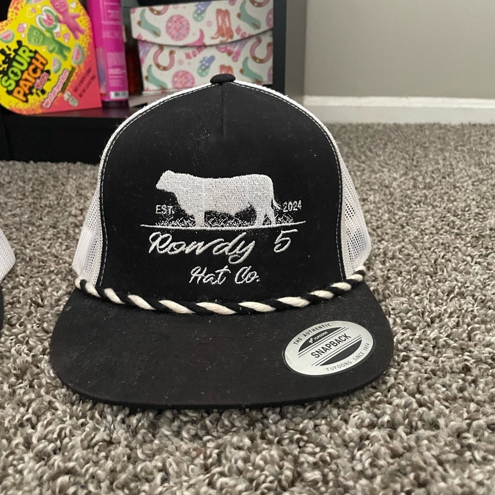 Black & White Rope-Trim Trucker Cap